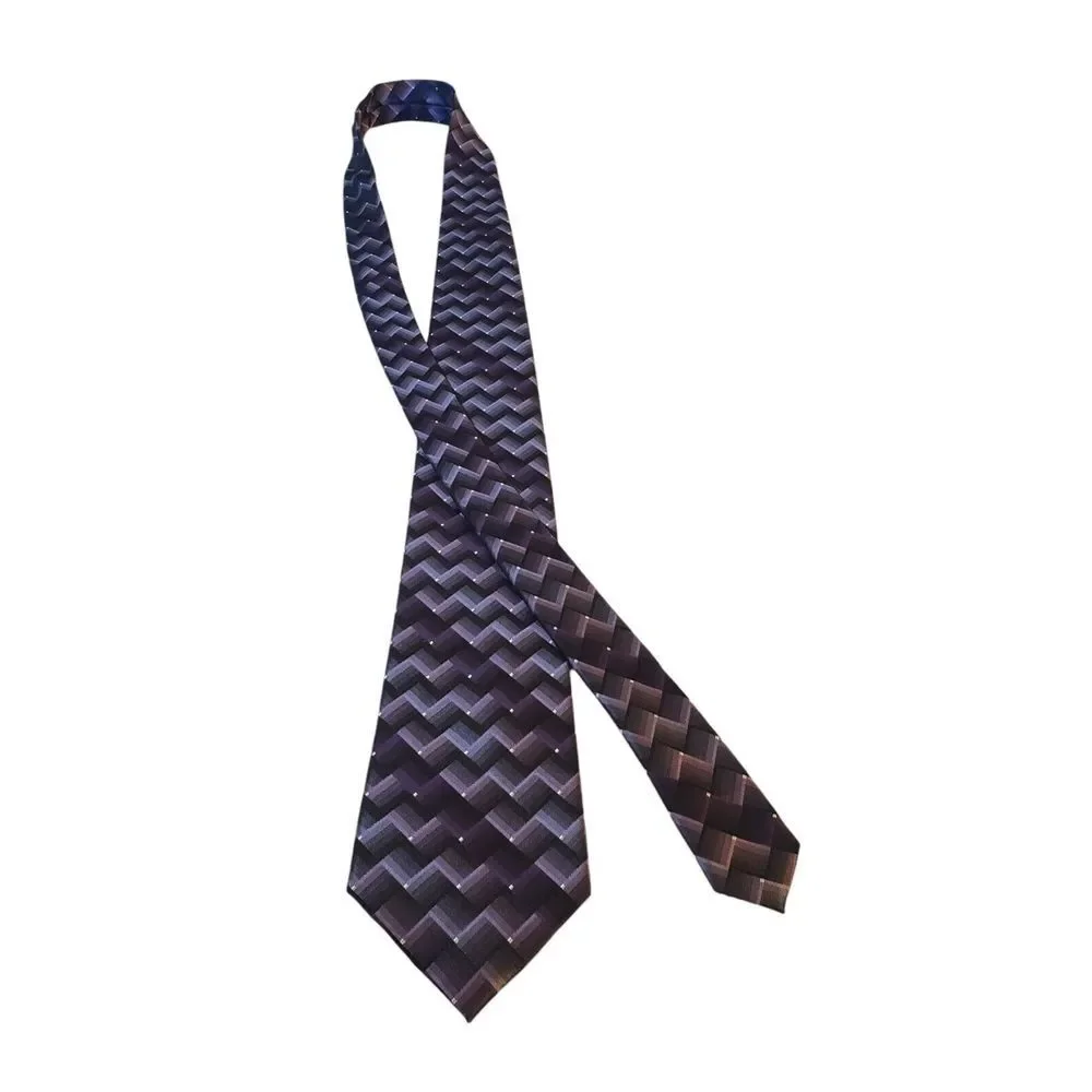Van Heusen Purple Stain Resistant Hand‎ Made 100% Silk Men's Neck Tie Business